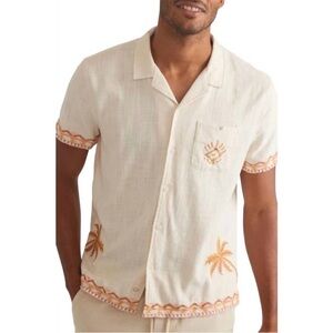 Marine Layer Stretch Selvage Embroidered resort shirt palm button down beach L